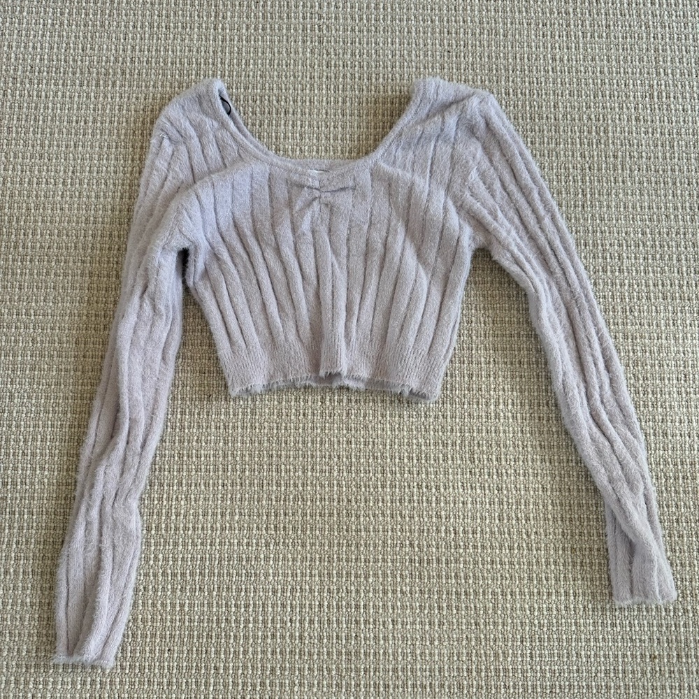 Double Zero cropped fuzzy sweater